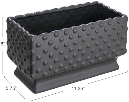 Creative Co-Op White Hobnail Rectangle Ceramic Planter