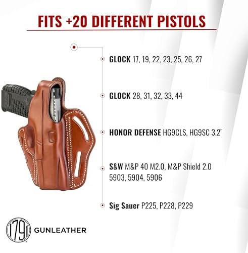 1791 Gunleather Thumb Break OWB Gun Holster Fits Glock 19, 17, 23, Sig P229