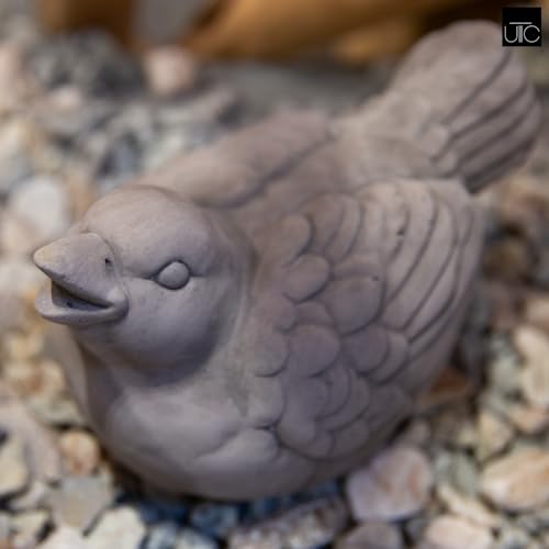 Small Cement Bird Statue, Gray Concrete Finish (8.25 X 5.25 X 6.25 In.) | Decorative Cement Bird Figurine With A Gray Concrete Finish, Ideal For Tables, Patios, Lawns, Yards, And Home Décor.