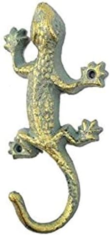 Handcrafted Nautical Decor Antique Seaworn Bronze Cast Iron Lizard Hook 6" - Door Hook - Decorative Iron H