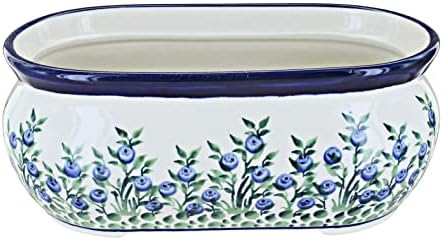 Blue Rose Polish Pottery - Red Floral Butterfly Small Planter - 8" x 4.5" - Ceramic Flower Pot, for Indoor or Outdoor Garden Décor
