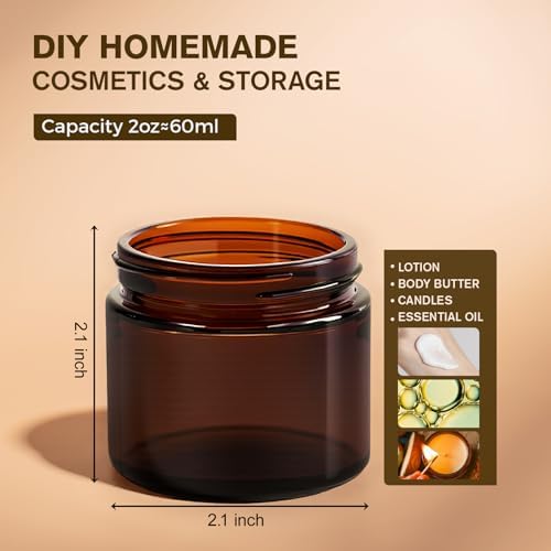 2 oz Glass Jars with Lids, Hoa Kinh 24 Pack Clear Small Cosmetic Glass Jars