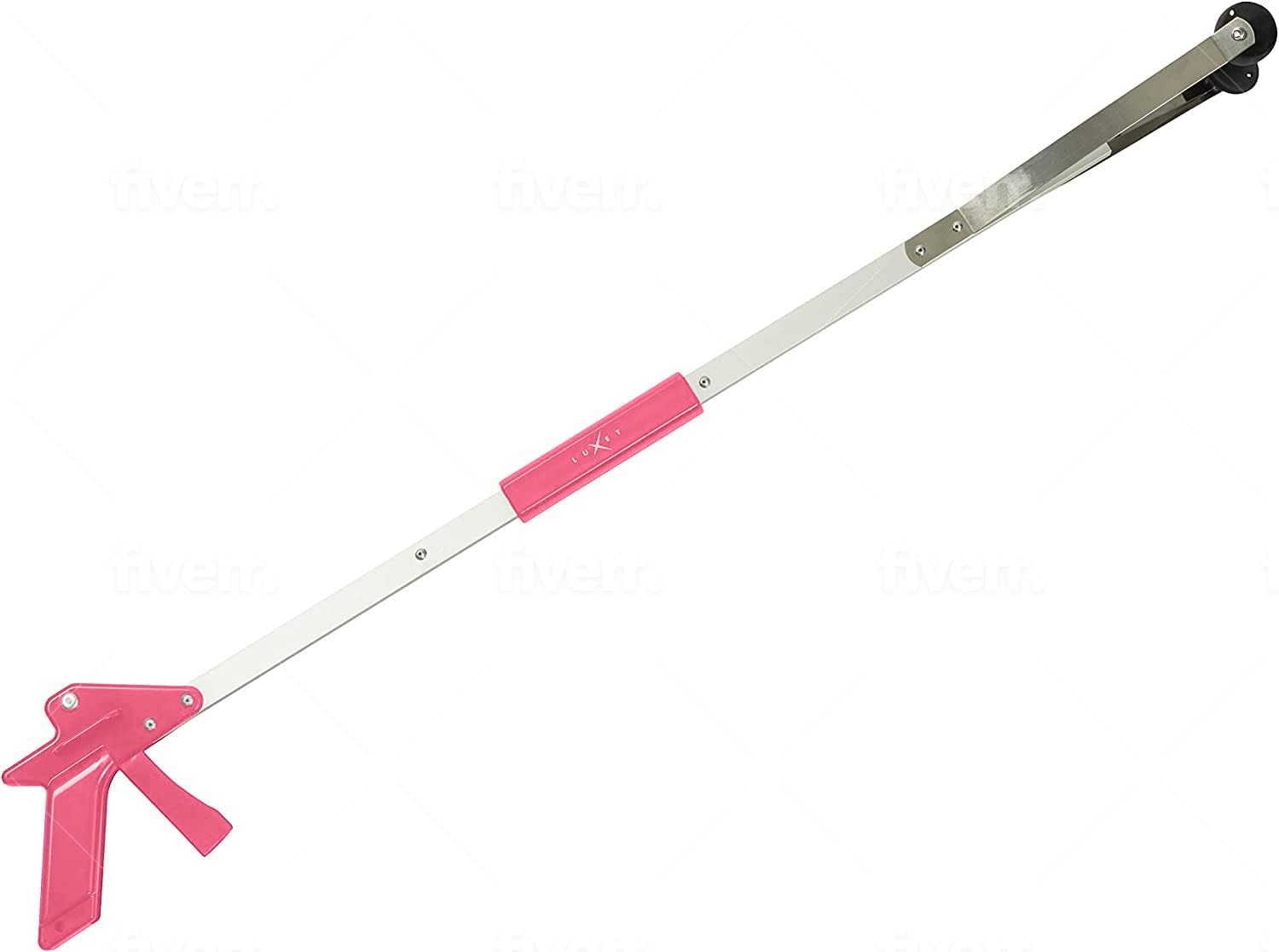 Grabber Reacher Suction Cup Grip Tool- Long 32 Inch Foldable Strong Heavy Duty Aluminum Pick Up Stick - Lightweight Trash Litter Picker Claw