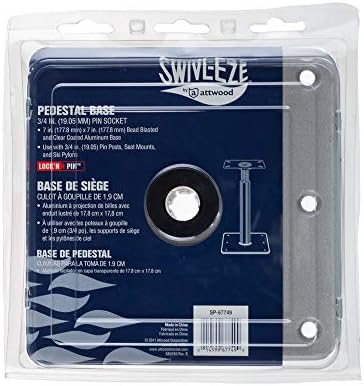 Swivl-Eze attwood SP-67739 Swivl-Eze Lock'N-Pin Stainless Steel 7-Inch x 7-Inch Non Threaded Boat Seat Pedestal Base | Non-threaded for 3/4 in pin socket, needs 2-3/4 in mounting hole, satin finish, exceeds ABYC standards, Type B rating