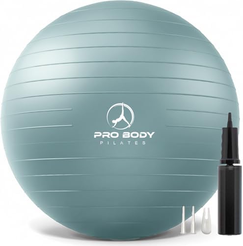 ProBody Pilates Yoga Ball - Vibrant Colors Exercise Ball | 880 lb Load, CA 10P Cert, BPA/Latex/Phthalate-free, PT & Prenatal Use, Recommended by OBs, Pump, Stability Ball
