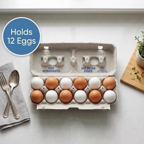 Egg Cartons – 250 Bulk Pack, Natural Fiber | Durable Paper Pulp Construction, Secure Storage for Large Chicken & Quail Eggs