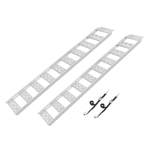 Aluminum Straight Fixed Ramp with Treads (2pk) - Easily and Safely Load and Unload Light Equipment, Lawn Tractors, ATVs and More, 1, 250 lb. Capacity