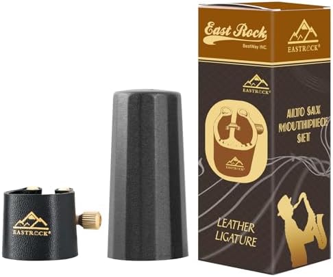 EASTROCK Alto Saxophone Ligature Kit, Metal Ligature for Saxophone Mouthpiece with Plastic Cap, Wind Musical Instruments Accessory for Beginner and Student