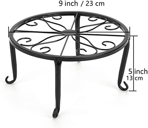 Tosnail 4 Pack Metal Plant Stand, Planter Support Rack, Plant Pot Stands, Planter Holder Heavy Duty, Rust Proof Iron Potted Plant Flower Pot Stand for Indoor Outdoor Garden Patio, Black, 9 Inch