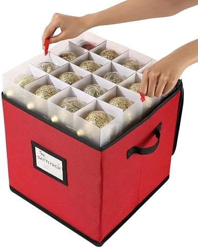 Sattiyrch Christmas Ornament Storage Box,Box Contributes Slots for 128 Holiday Ornaments 3-Inch