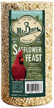 2-Pack Mr. Bird Safflower Feast Wild Bird Seed Cylinder 28oz | Wild Bird Food for Outdoor Birds | Backyard Birdfeeding | Squirrel Resistant