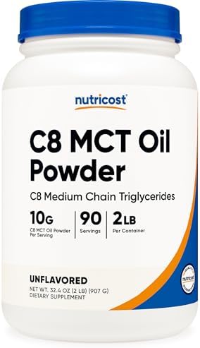 Nutricost C8 MCT Oil Powder 1LB (16.2oz) - 95% C8 MCT Oil Powder