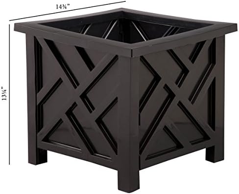 Miles Kimball Chippendale Planter Box, White - Plant Holder for Garden, | Patio and Lawn - 14 - -sq. x 13 - H Overall