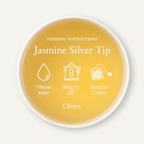 Steven Smith Teamaker, Jasmine Silver Tip, Green Tea, 15 Sachets 1.3oz each | Full Leaf Green Tea, Caffeinated, Sugar Free, Sustainably Grown