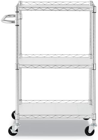 Alera ALESW322416SR 24 in. x 16 in. x 39 in. 450 lbs. Capacity 3-Shelf Wire Cart with Liners - Silver