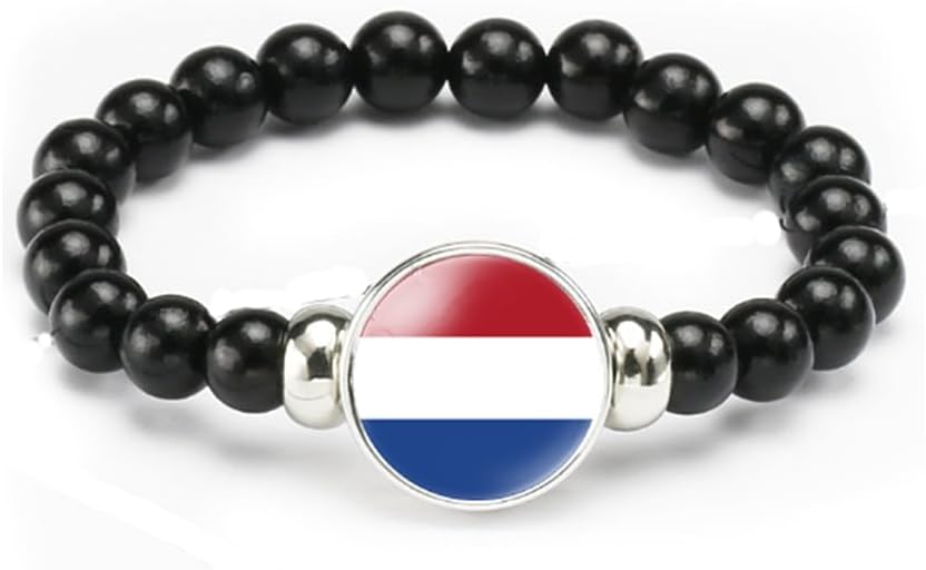 vmcoatdu National Flag Bracelet Elastic Rope Beaded Bracelet Support Your Country Travel Souvenir Gifts for Men Women