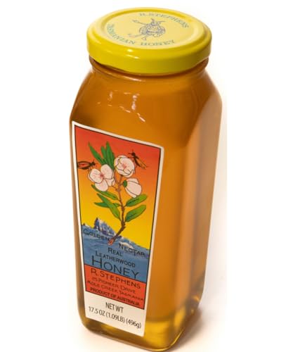 Golden Nectar Organic Leatherwood Honey by R. Stephens – 500g Jar – Product of Tasmania, Australia