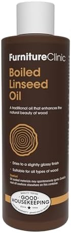Furniture Clinic Boiled Linseed Oil | 500ml / 17 Fl Oz | Refined Oil for Wood Furniture, Stone & Metal | Fast Drying Glossy Finish | Restore & Protect | for Tables, Cabinets, Handles, & More