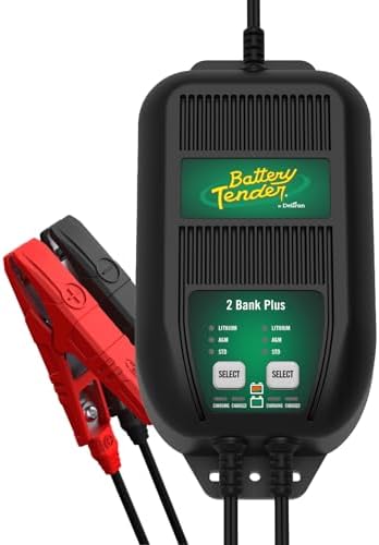 Battery Tender Plus 2 Bank Multibank Charger - 2.5 AMP (1.25 AMPs Per Bank) - Smart 12V Multi Battery Charger and Maintainer for Standard, AGM