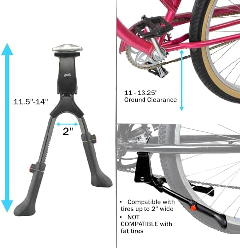 Lumintrail Center Mount Bike Double Leg Kickstand - Adjustable Height Kick Stands for 24, 26, 27.5, 29 Inch Adult Bicycles - Perfect for Cruiser, Road and Hybrids