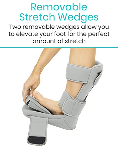 Vive Plantar Fasciitis Night Splint Plus Trigger Point Stretch Wedges | Soft Leg Brace Support, Orthopedic Sleeping Immobilizer Stretch Boot (Large: Men's: 8.5-11, Women's: 10-12)