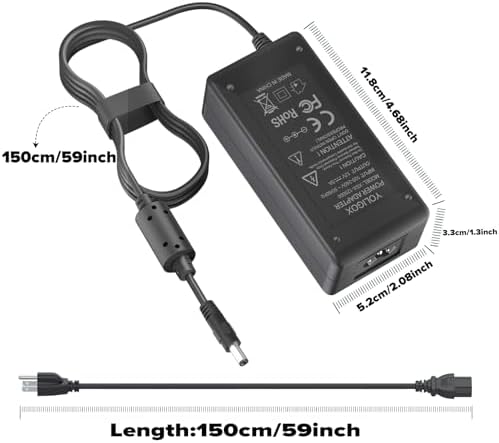 12V Power Cord Compatible with Arcade1up Game Machine - for All Riser Cocktail Tables (RYJ0136PAU0-1-2-3-4- RYJ0136PAU5), BIton BI36-120300-U2