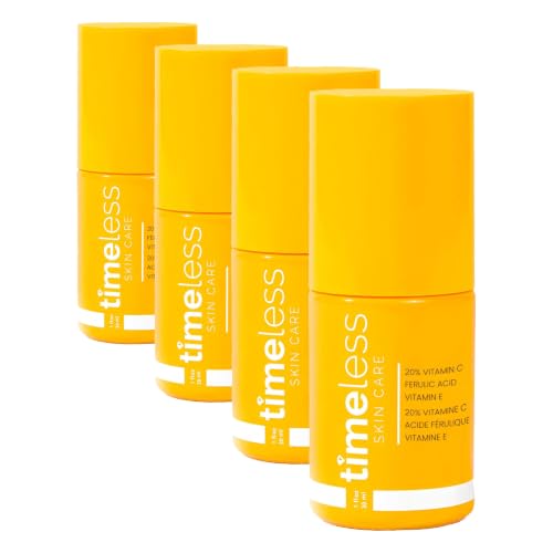 Timeless Skin Care Vitamin C Serum with Vitamin E & Ferulic Acid - Brightening Serum - for Oily & Dry Skin - Fragrance-Free - 1 oz | Vitamin C Serum for Even Skin Tone and Collagen Support, Antioxidant-Rich Advanced Skincare Formula, Lightweight