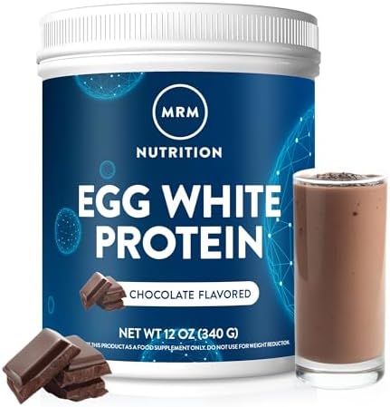MRM Nutrition Egg White Protein - 23g Fat-Free Protein - 20 Servings | Free of Dairy & Gluten, Sugar Free Vanilla Flavored Powder, With Digestive Enzymes, and Soy, High Biological Value