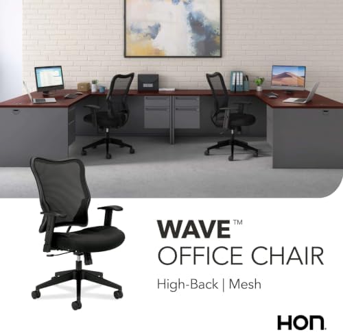 HON Wave Ergonomic Office Chair, Lumbar Support, Desk Chair, Black | High back ergonomic office desk chair with lumbar support, adjustable arms, office decor, advanced tilt for comfort