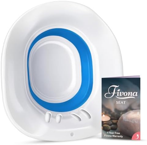 Fivona Sitz Bath for Toilet Seat Postpartum and Hemorrhoids Care - Yoni Steam Seat - Foldable Basin for Epsom Salt Soak - Portable Bidet BPA Free