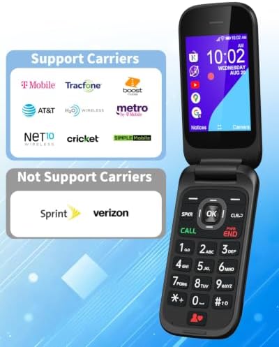 4G Flip Phone Unlocked, Basic Smart Cell Phone for Seniors Backup