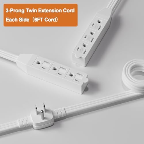 2 Pack 12 Feet 3 Outlets with Hand/Foot Switch Extension Power Cord.