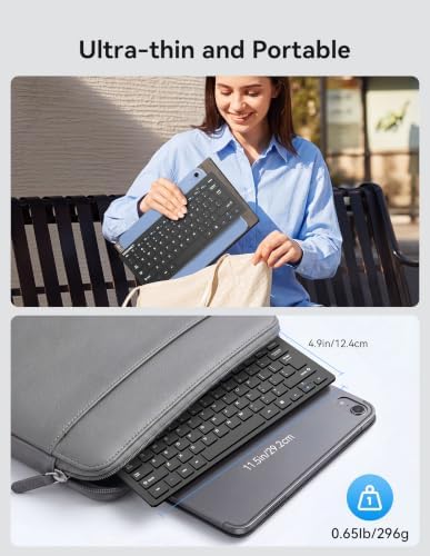 TECKNET 2.4G Wireless Keyboard - Mini Compact Keyboard with Media Hotkeys, 12-Month Battery Life, Compatible with PC, Desktop, Laptop, Smart TV - Black