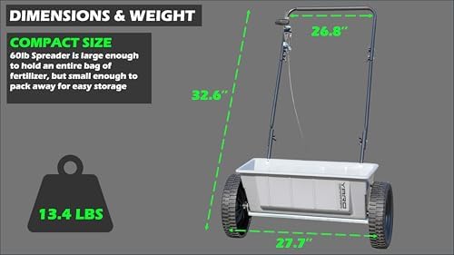 60 LB Walk-Behind Push Drop Spreader - Holds Up to 15