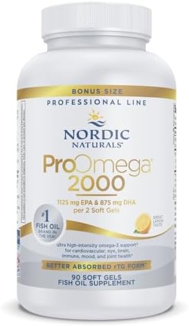 Nordic Naturals ProOmega-3, 2150 mg, EPA & DHA Fish Oil, Lemon - 120 Count | Ultra high-potency EPA & DHA fish oil supports brain, heart, eye & immune health. 2150 mg omega-3. Non-GMO. 60 servings