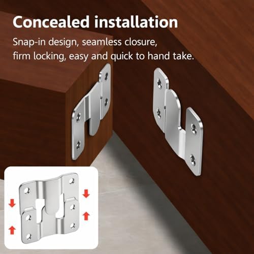 Mudder 4 Pieces Sectional Couch Connectors Metal Couch Clips Sectional Sofa Connector Interlocking Furniture Connector Bracket with Hardware