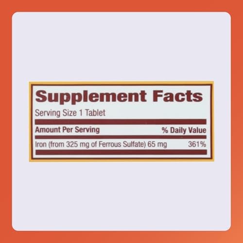Rugby Ferrous Sulfate 325mg Tablets - Iron Supplement for Women and Men - 100 Count (1 Pack)