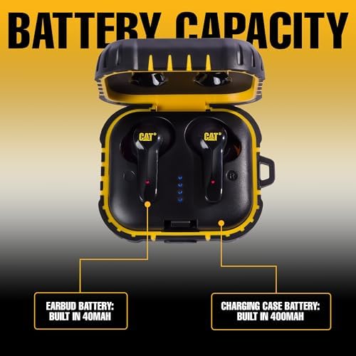 CAT Bluetooth Noise Canceling Ear Buds - Rugged Wireless Work Earbuds, Bluetooth Work Headphones, Dust Proof, Shock Proof, Water Resistant