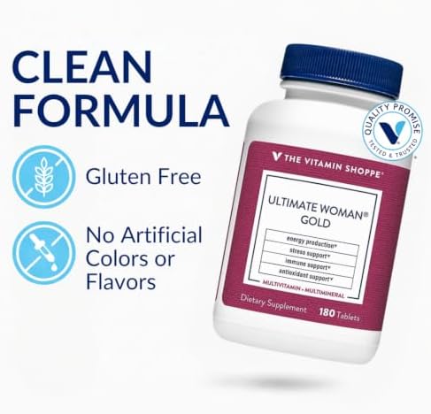 The Vitamin Shoppe Brand Ultimate Woman's Gold Multivitamin, 90 Tablets | Women’s Multivitamin with Iron, B Vitamins & Vitamin D3 for Energy Production, Bone & Immune Health Support, Gluten Free