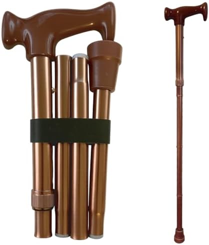 DMI Adjustable Folding Cane with Ergonomic Handle, Lightweight, Sturdy and Support up to 250 pounds, Great for Travel, Walking Stick, Bronze
