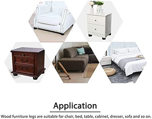 Pack of 4 Walnut Furniture Legs Round Bun Feet 2" Tall Wood Sofa Legs Replacement Legs for Cabinet Couch Chair Dresser
