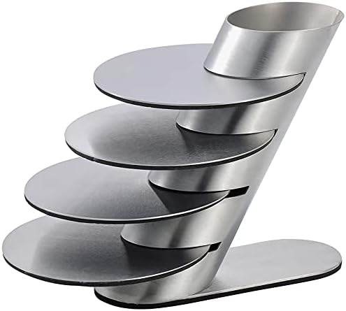 Cup Coasters, Newness Cup Coasters Set with Decorative Rack, Stainless Steel Tabletop Display Round Cup Coaster with Holder, Silver, Set of 4
