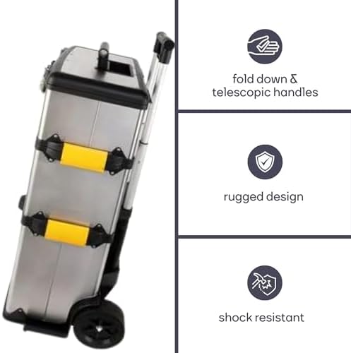 Perel OTBA4 Roller Toolbox Stainless Steel 570 x 354 x 830 mm