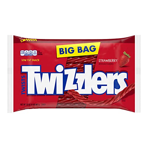 TWIZZLERS Twists Strawberry Flavored Licorice Style, Chewy Candy Bag, 16 oz | Strawberry Flavored Chewy Licorice Style Twists, Low Fat and Kosher, Classic Movie Snack for Parties and Candy Dishes, 16 oz