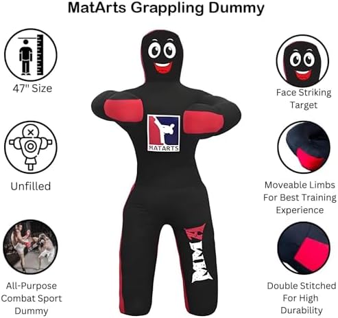 MMA Grappling Punching Dummy for Kids Combat Sports BJJ jiu Jitsu Judo Karate Taekwondo Wrestling Buddies Tackling and Boxing Dummies (47" / 4 Feet) - UNFILLED