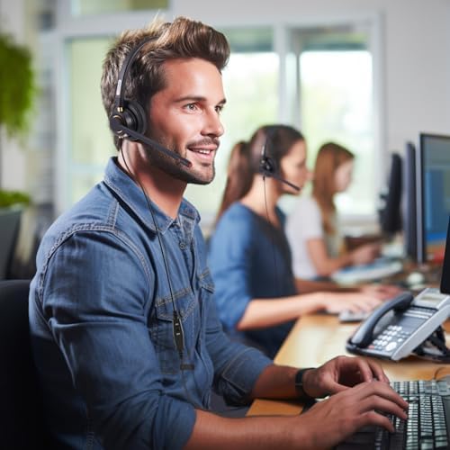 Arama RJ9 Telephone Headset for Cisco IP Phones, Mic Mute&Volume Control