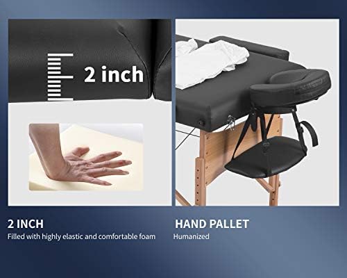 BestMassage Massage Bed Portable Massage Table 28 inch Wide Lash Bed Height Adjustable PU Leather 2 Folding with Oxford Bag for Spa Footmassage Facial CareSpa Tattoo