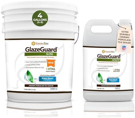 CoverTec GlazeGuard High-Gloss Tile & Grout Sealer – Wet Look Waterproof Finish for Ceramic, Porcelain & Stone – Protects Showers & Floors – Long-Lasting Barrier (1 Qrt Kit)