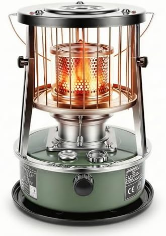 Portable Kerosene Heater, 2.6KW Radiant Space Heater Adjustable Height Non Electric Oil Heating with 5.2L Tank Funnel