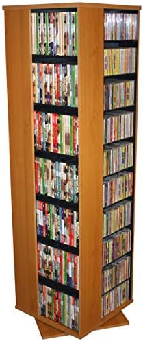 Venture Horizon 4-Sided Revolving Media Tower 1000 - Black: Laminated Wood Composites (MDF), Black-Color, 18.75" L x 18.75" W x 63" H